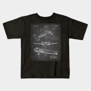 Lockheed Airplane Patent - Electra Air Plane Art - Black Chalkboard Kids T-Shirt